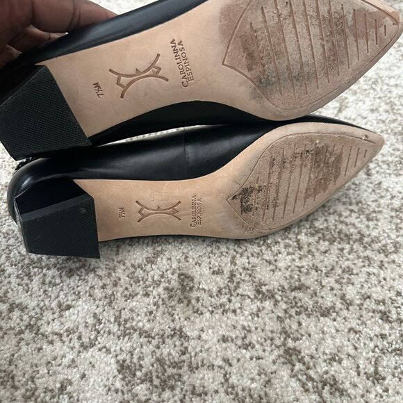 Carolinna Espinosa Candance Black Leather Flat Shoes - Picture 6 of 7